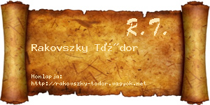 Rakovszky Tódor névjegykártya